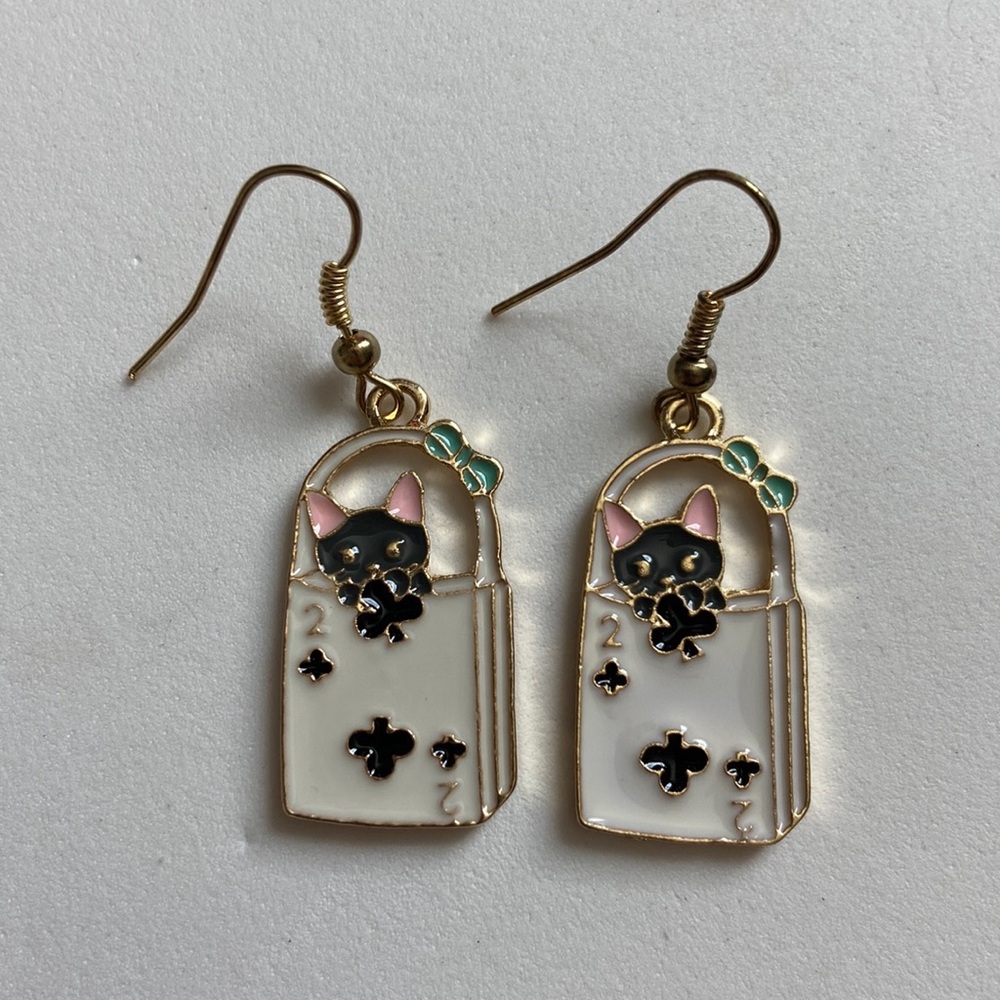 NEW Earrings Black Cat Clubs Card Shopping Bag